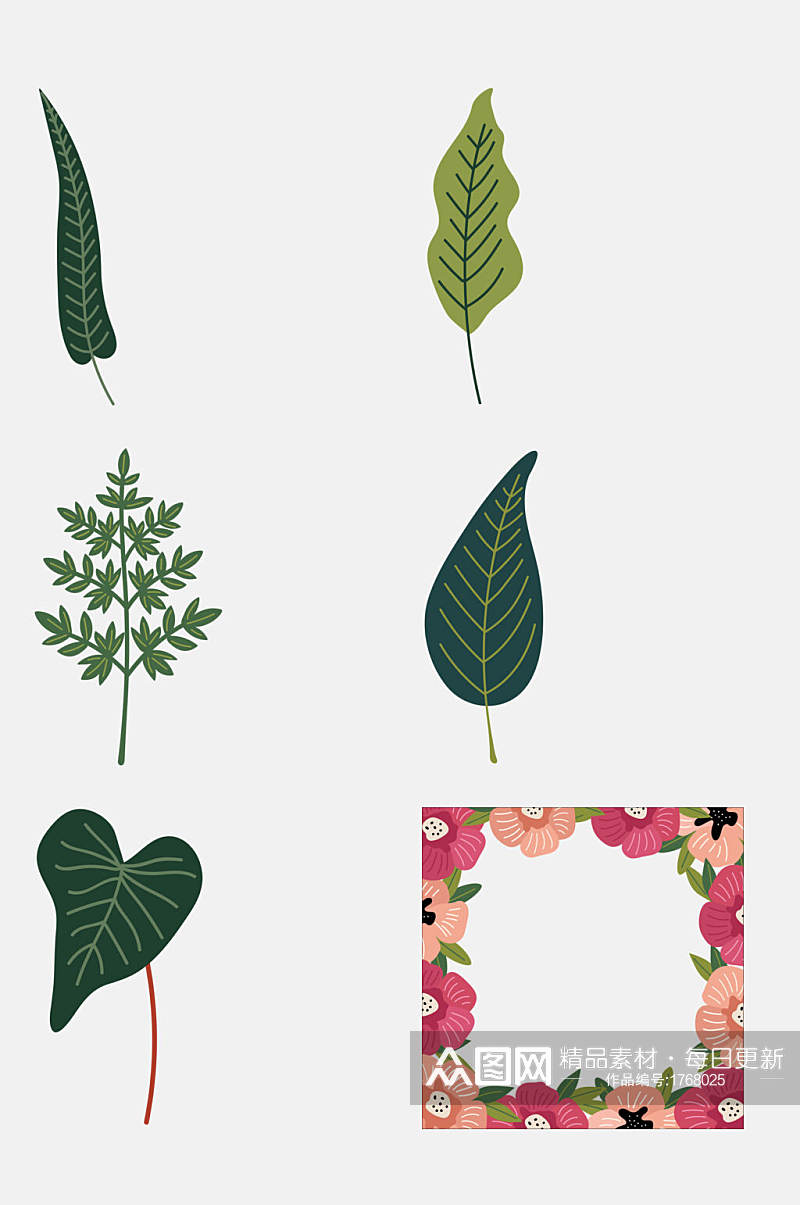清新森系花朵绿叶免抠元素素材