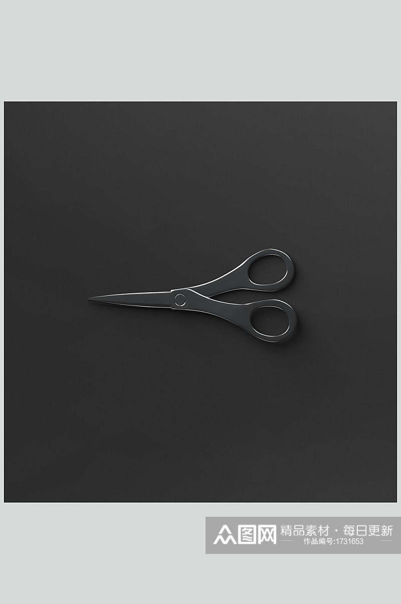 黑色哑光3D剪刀展示样机素材