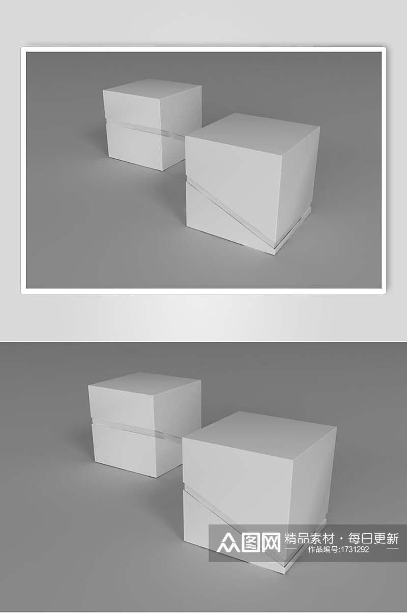 空白方形包装盒子贴图样机效果图素材