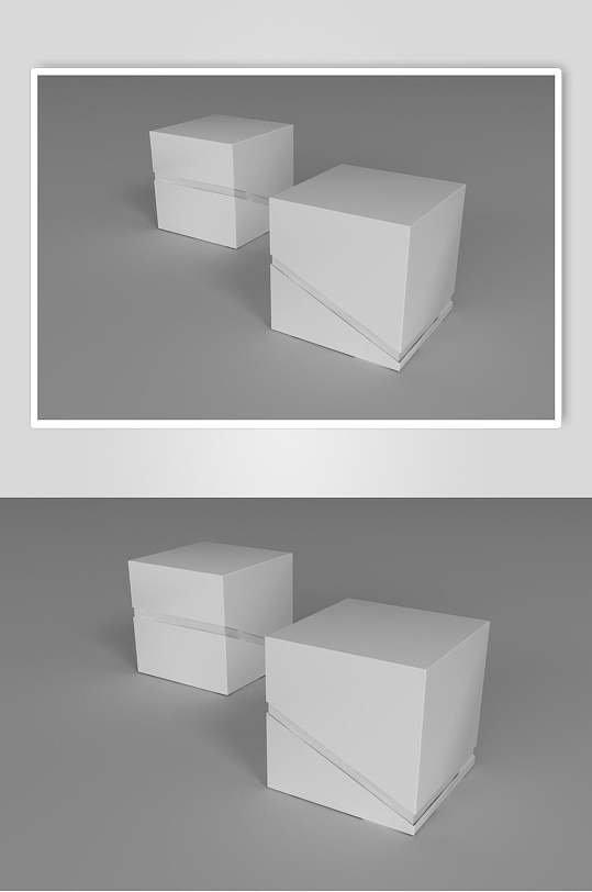 空白方形包装盒子贴图样机效果图