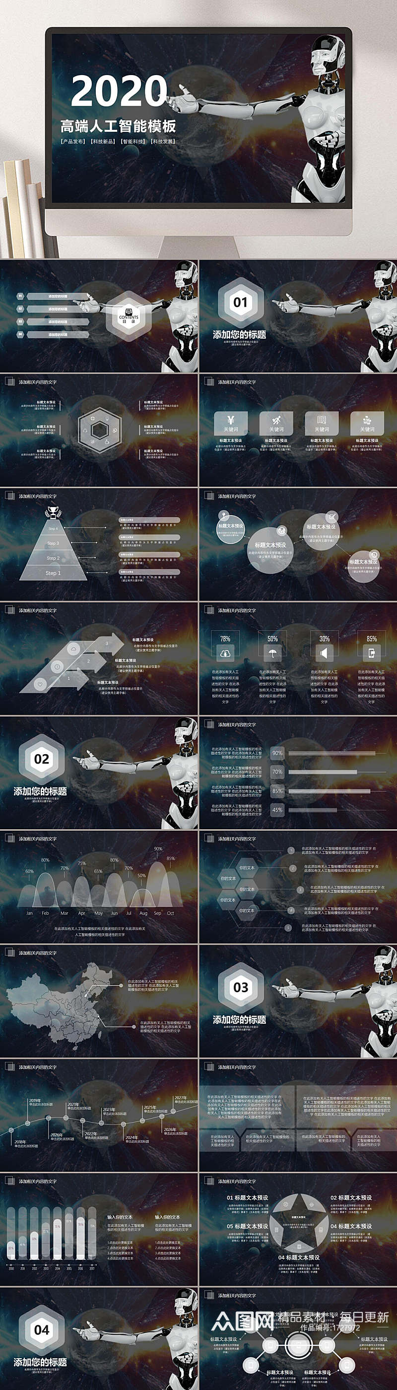2020高端人工智能模板未来科技人工智能PPT素材
