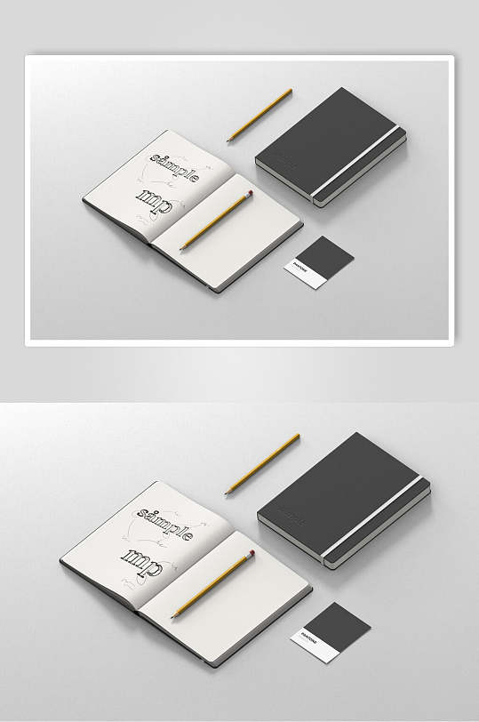 笔记本记录整套VI样机效果图-众图网