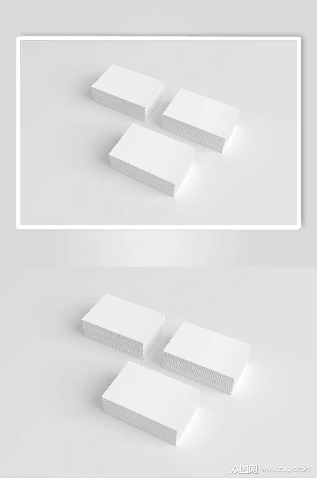 空白名片叠放展示样机效果图素材