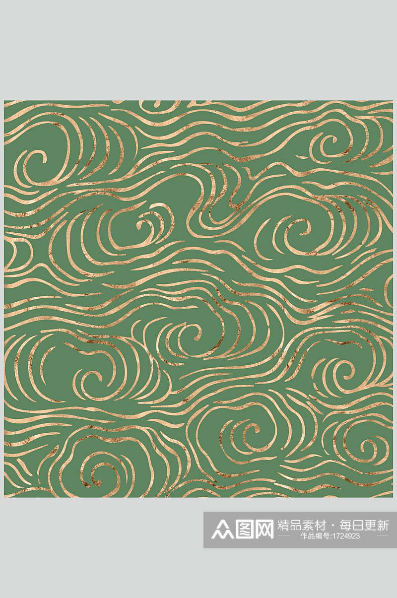 绿色中式海浪底纹背景素材图片素材