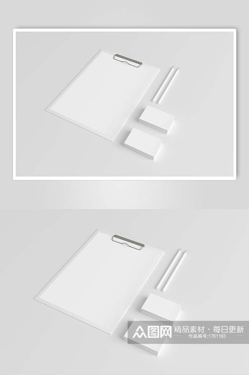 白色文件名片展示样机效果图素材