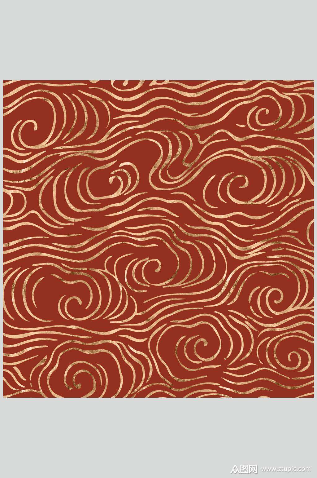 红金创意中式海浪底纹背景素材图片