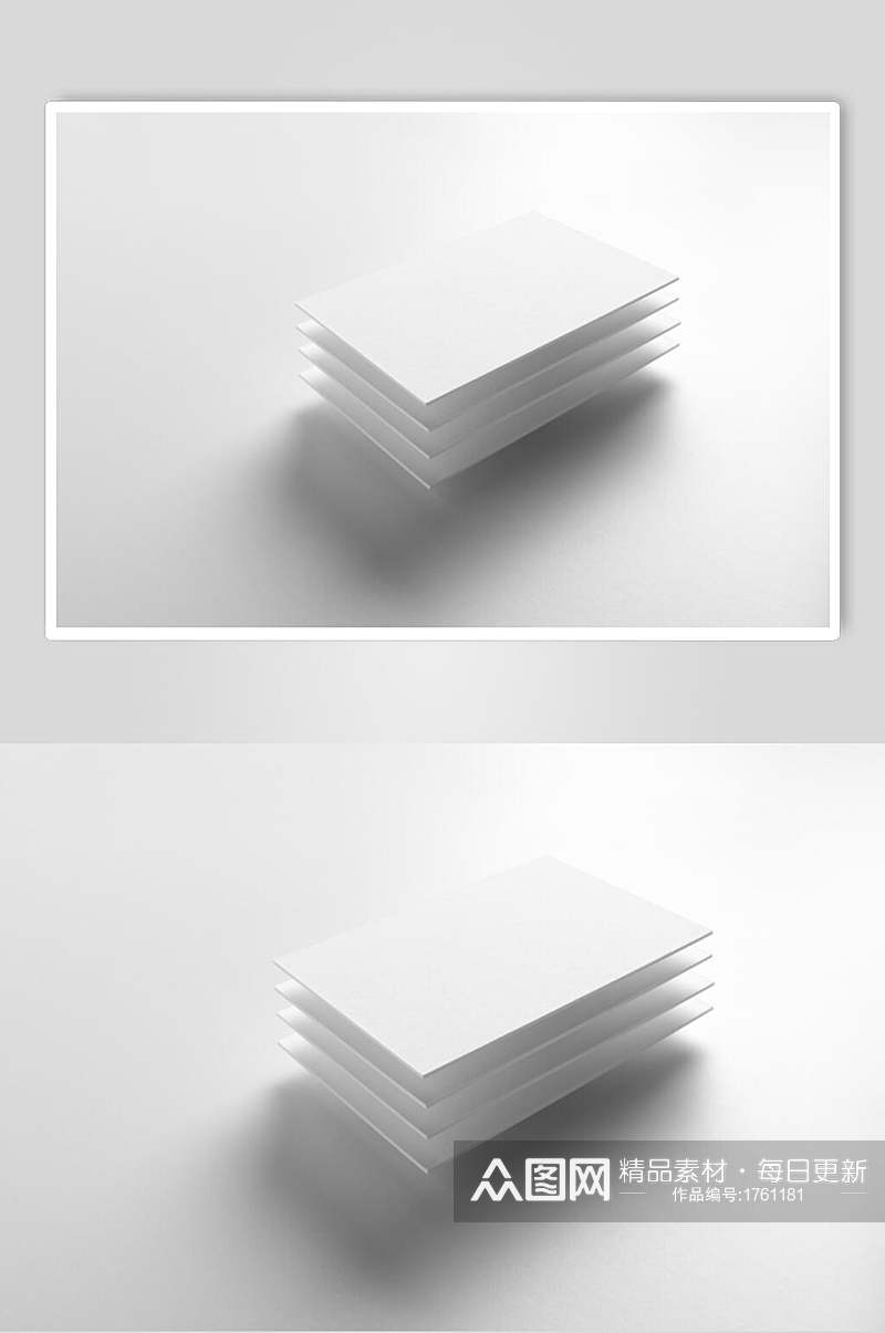 立体堆叠创意文稿书页白底样机效果图素材