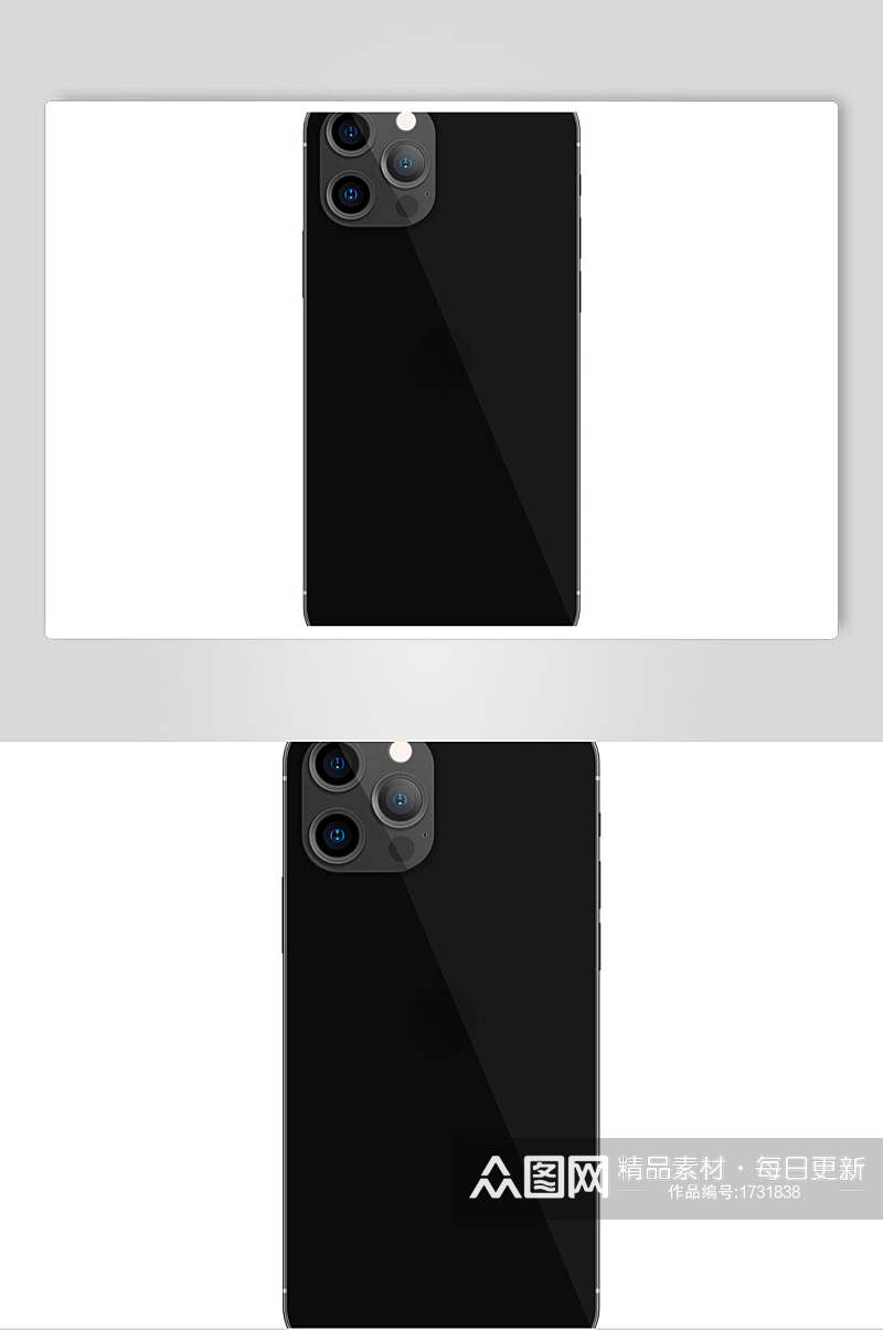 黑色手机背面APP界面UI样机效果图素材