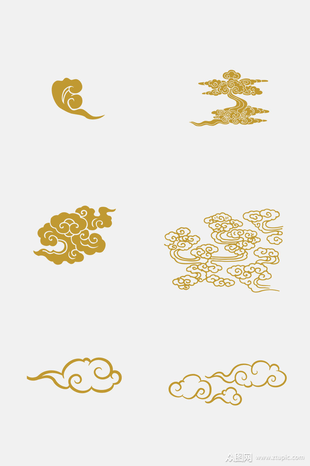 金图案金色祥云免抠素材