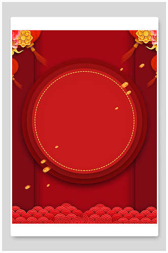 红色圆盘喜庆中式背景