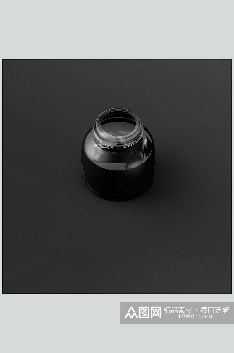 黑色墨水瓶展示样机效果图素材
