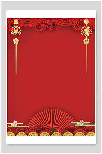 红色喜庆中式剪纸背景