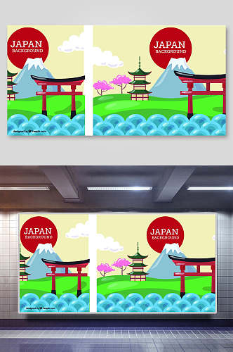 日本日系日式风景景区插画素材