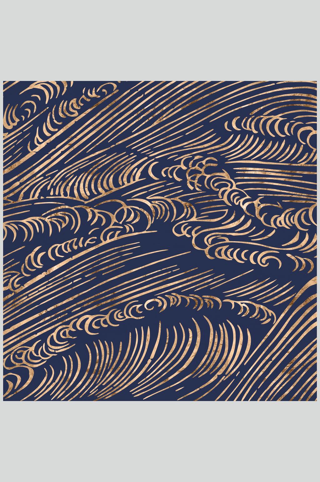 蓝金中式海浪底纹背景素材高清图片