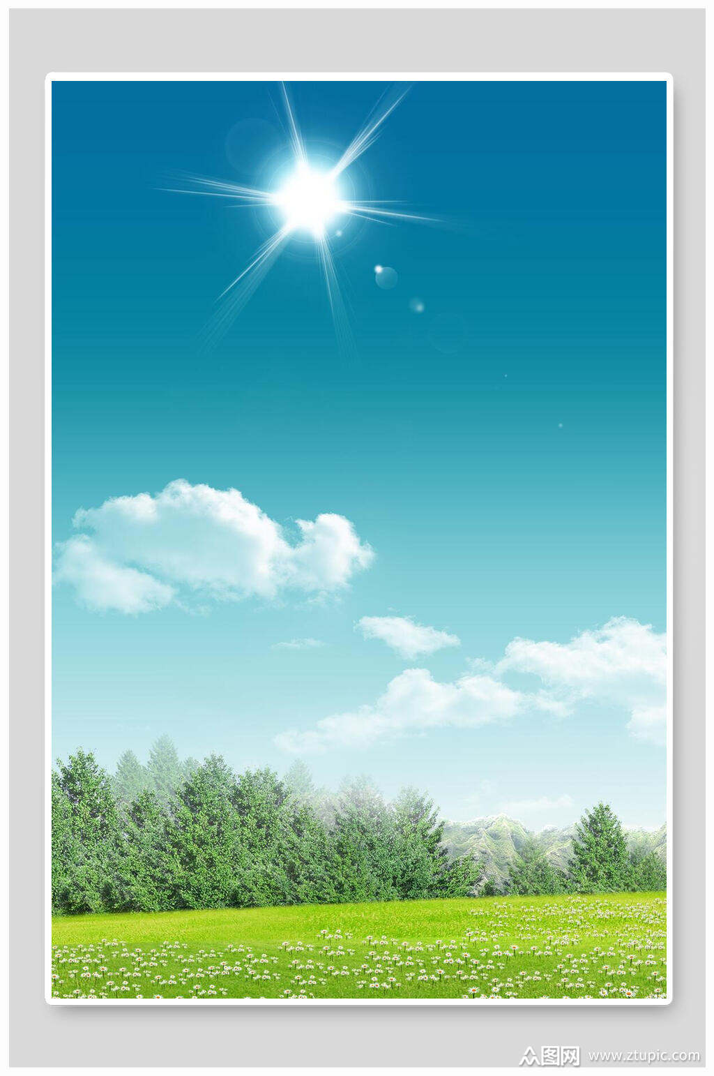 星星蓝天草地背景