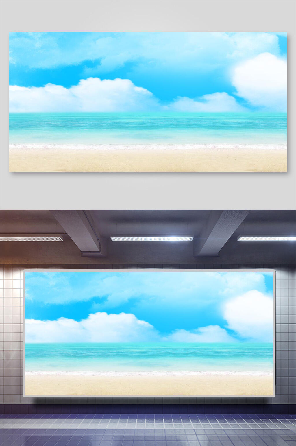 晴空蓝天海滩背景素材