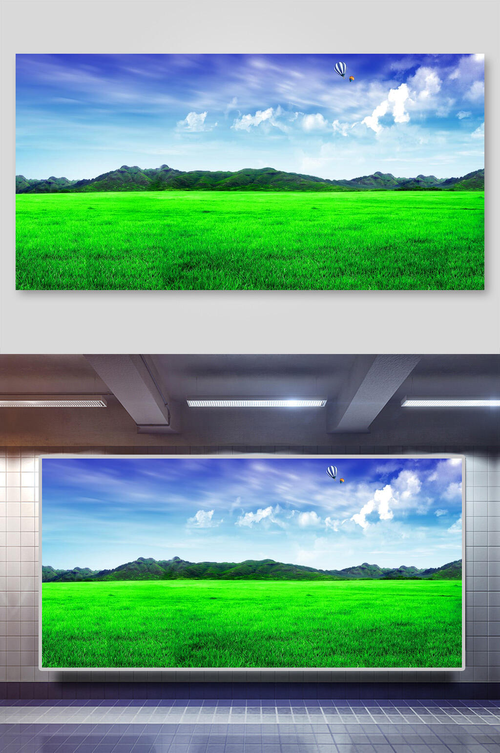 清新绿色蓝天草地背景素材素材