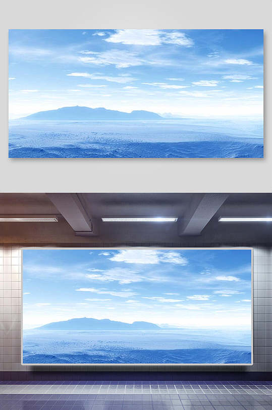 海洋海岛蓝天草地背景-众图网