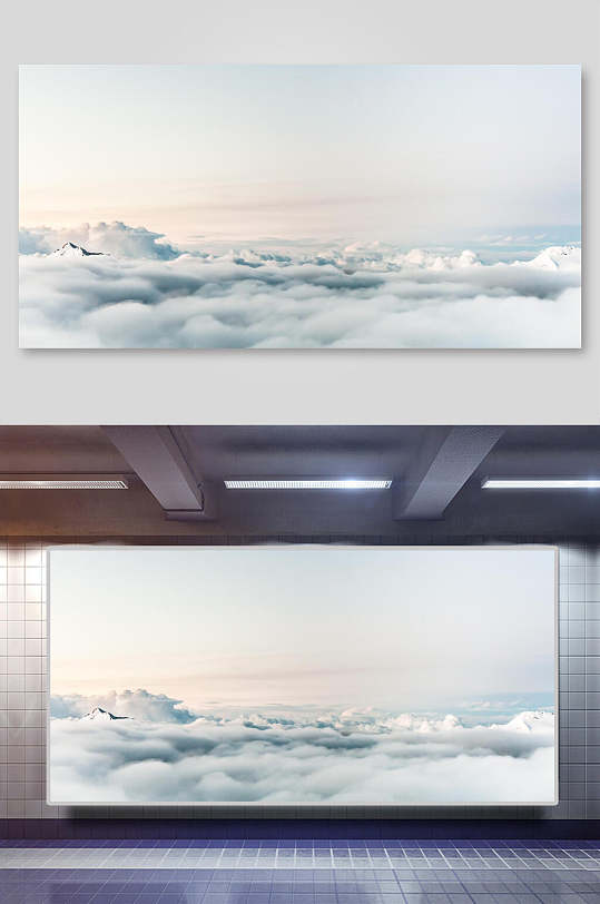 高空云海蓝天草地背景-众图网