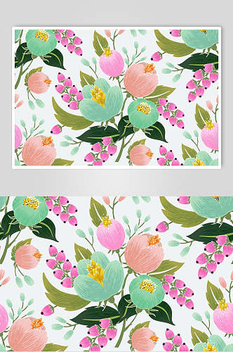 手绘唯美花卉植物图案设计元素背景板