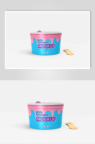 粉蓝圆杯冰淇淋包装样机效果图