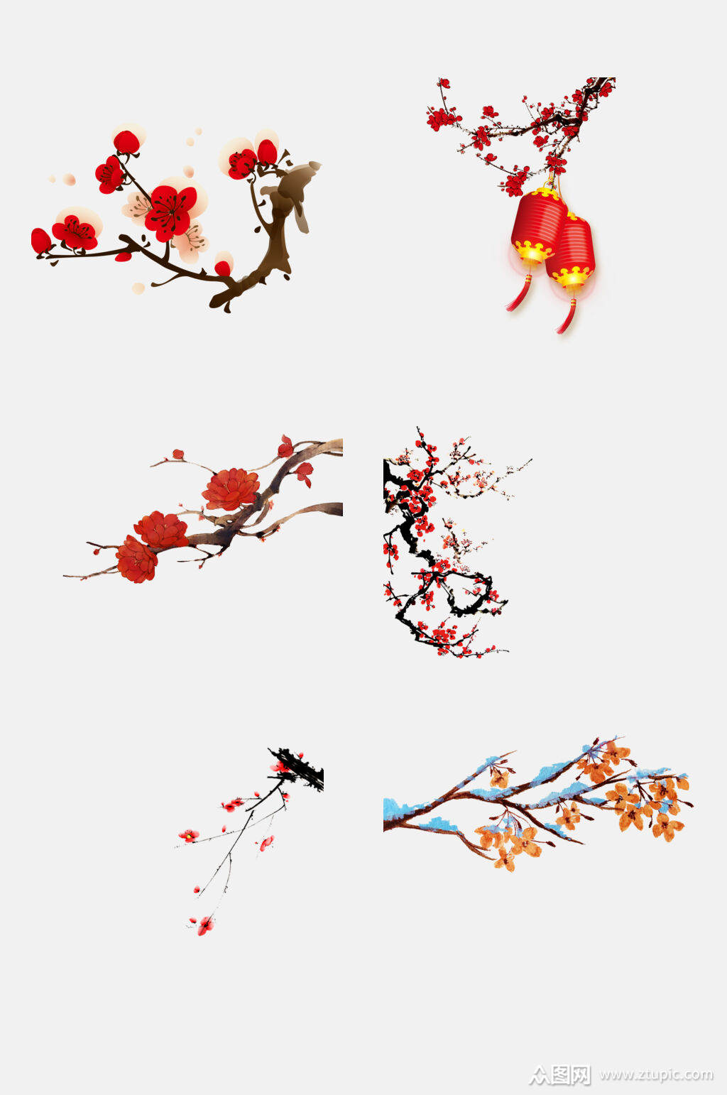 彩色好看梅花免抠设计元素