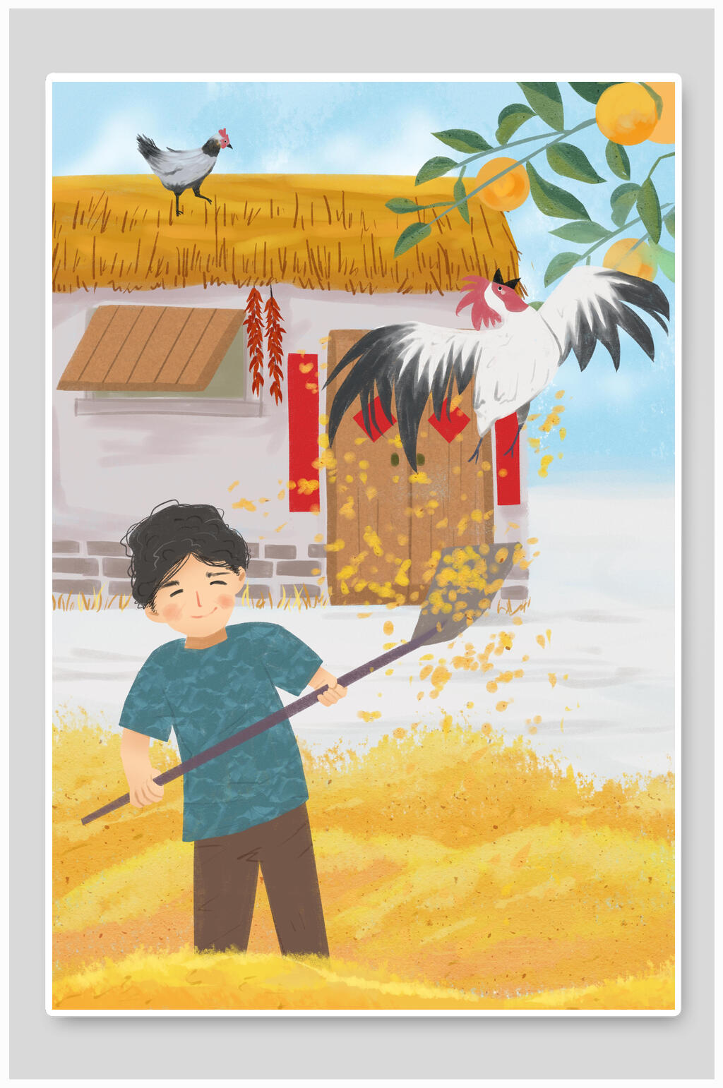 秋分节气插画素材素材