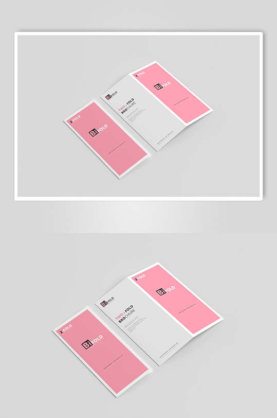 粉色3D对折页样机效果图