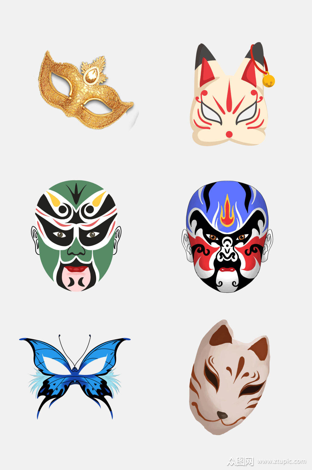 彩色细节面具免抠设计元素