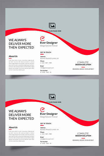 红色英文时尚三折页广告设计