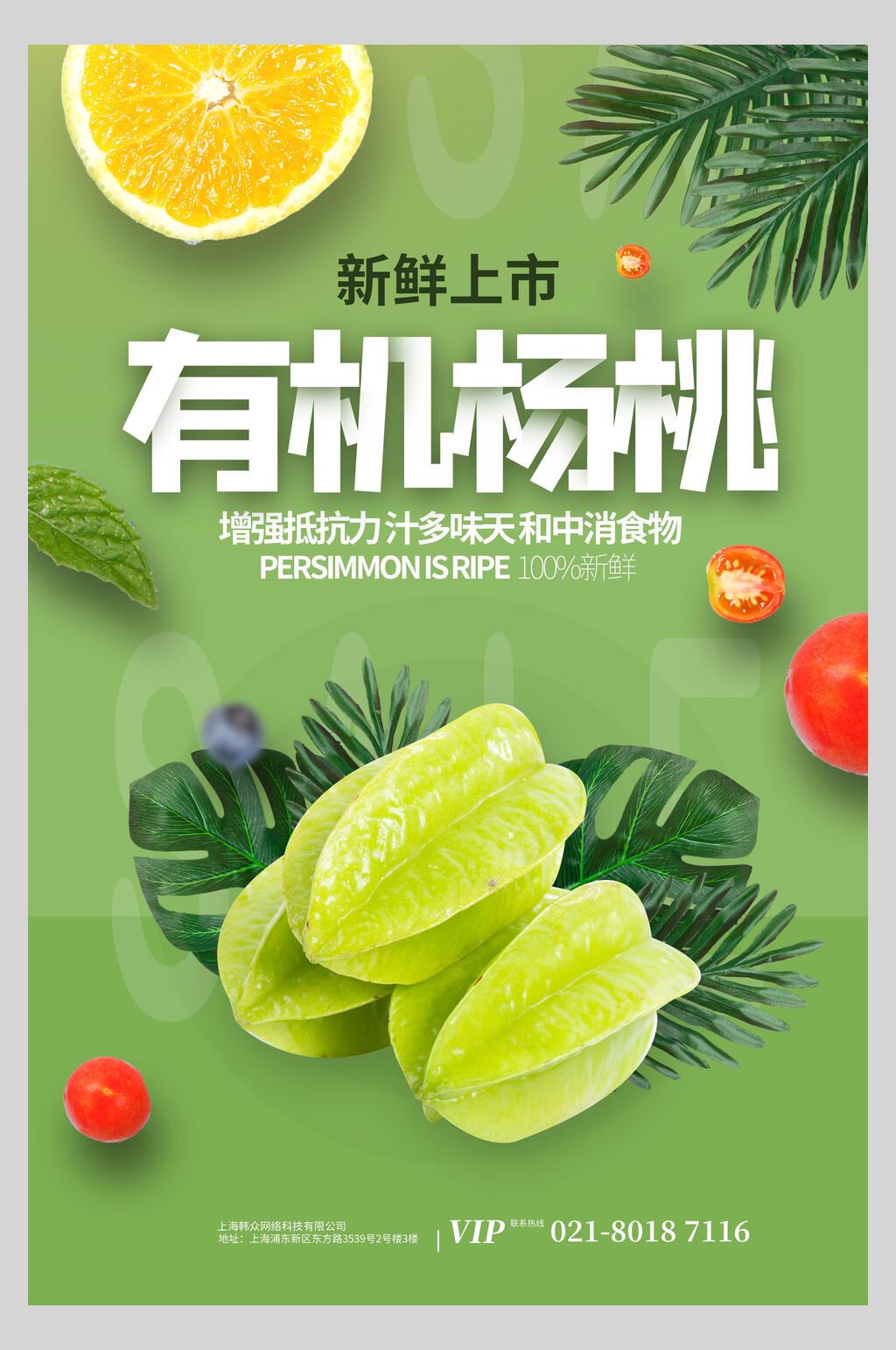 有机杨桃水果海报素材