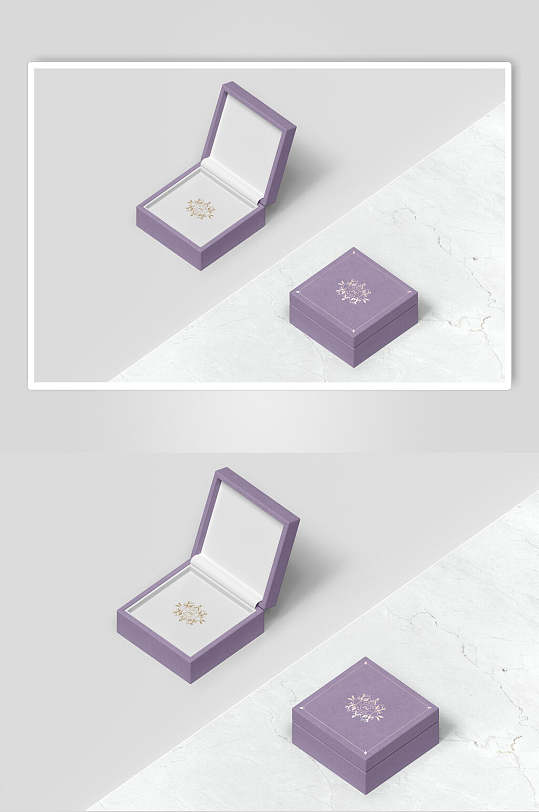 紫色首饰精装盒子包装样机效果图