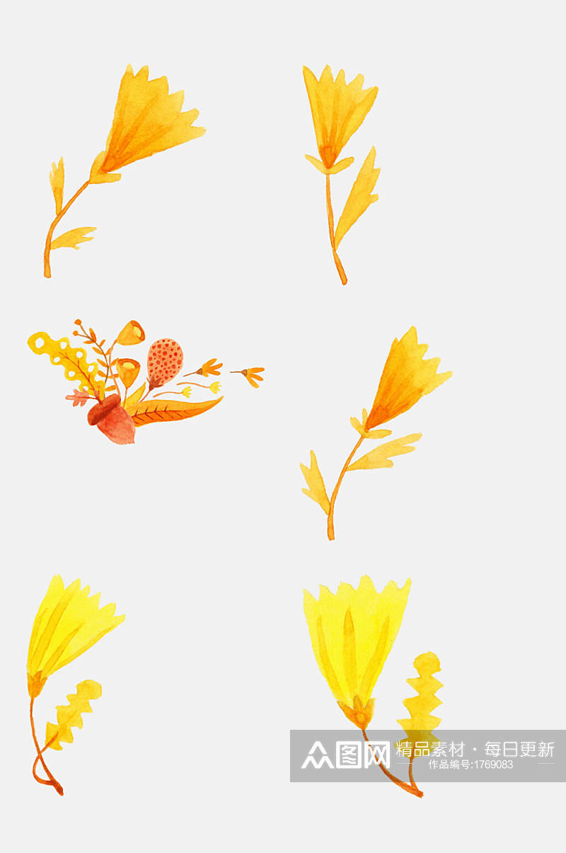 金光好看秋季手绘植物免抠元素素材