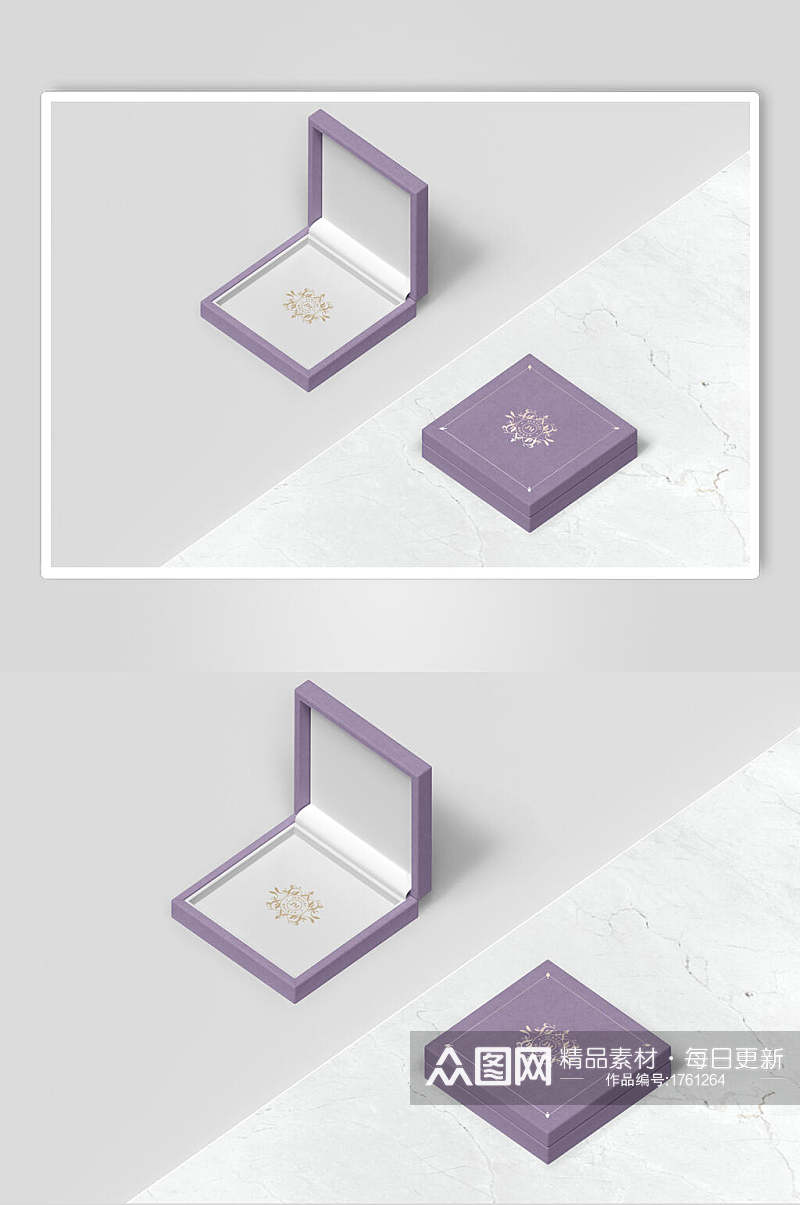 紫色高端盒子包装样机效果图素材