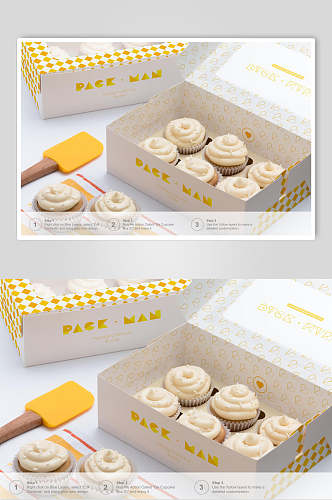 小蛋糕甜品盒子包装样机效果图