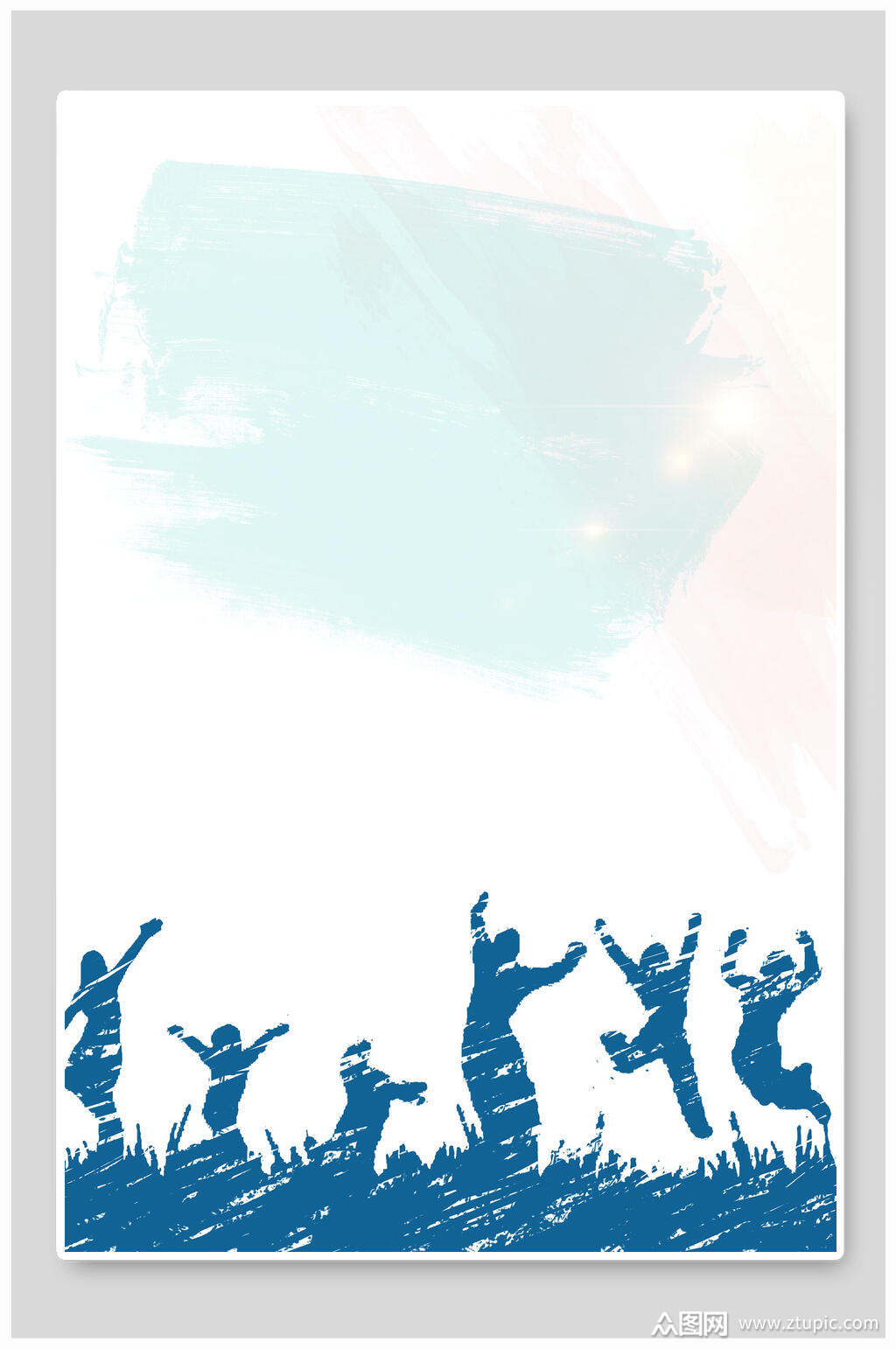 蓝色版画青春绽放毕业季背景