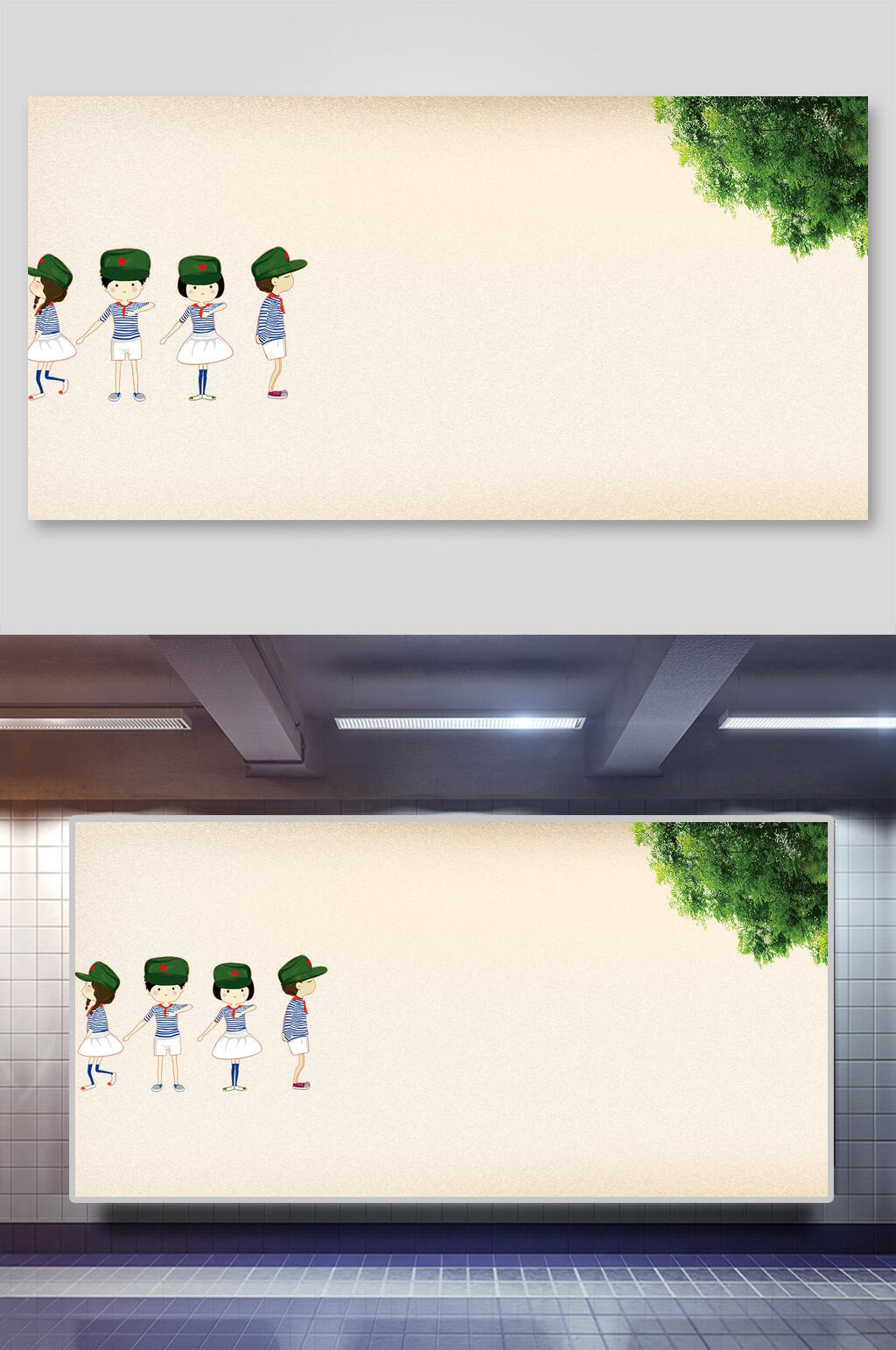 Q版卡通学生盛夏毕业季背景素材