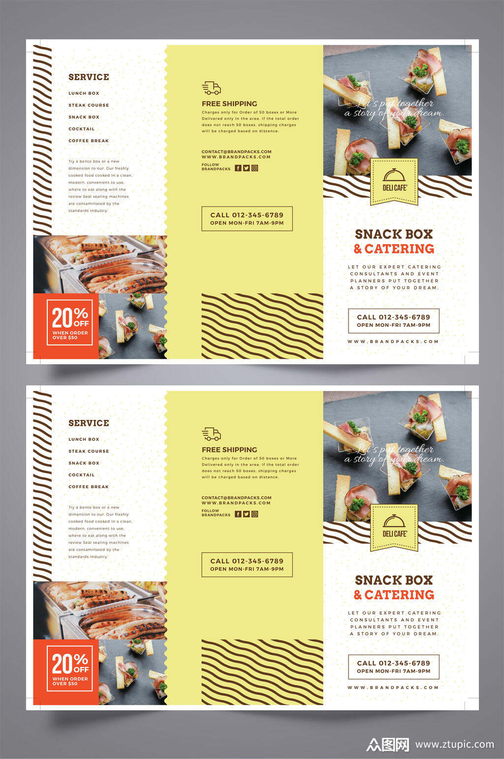 美食三折页促销设计模板宣传单