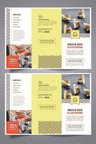 美食三折页促销设计模板宣传单