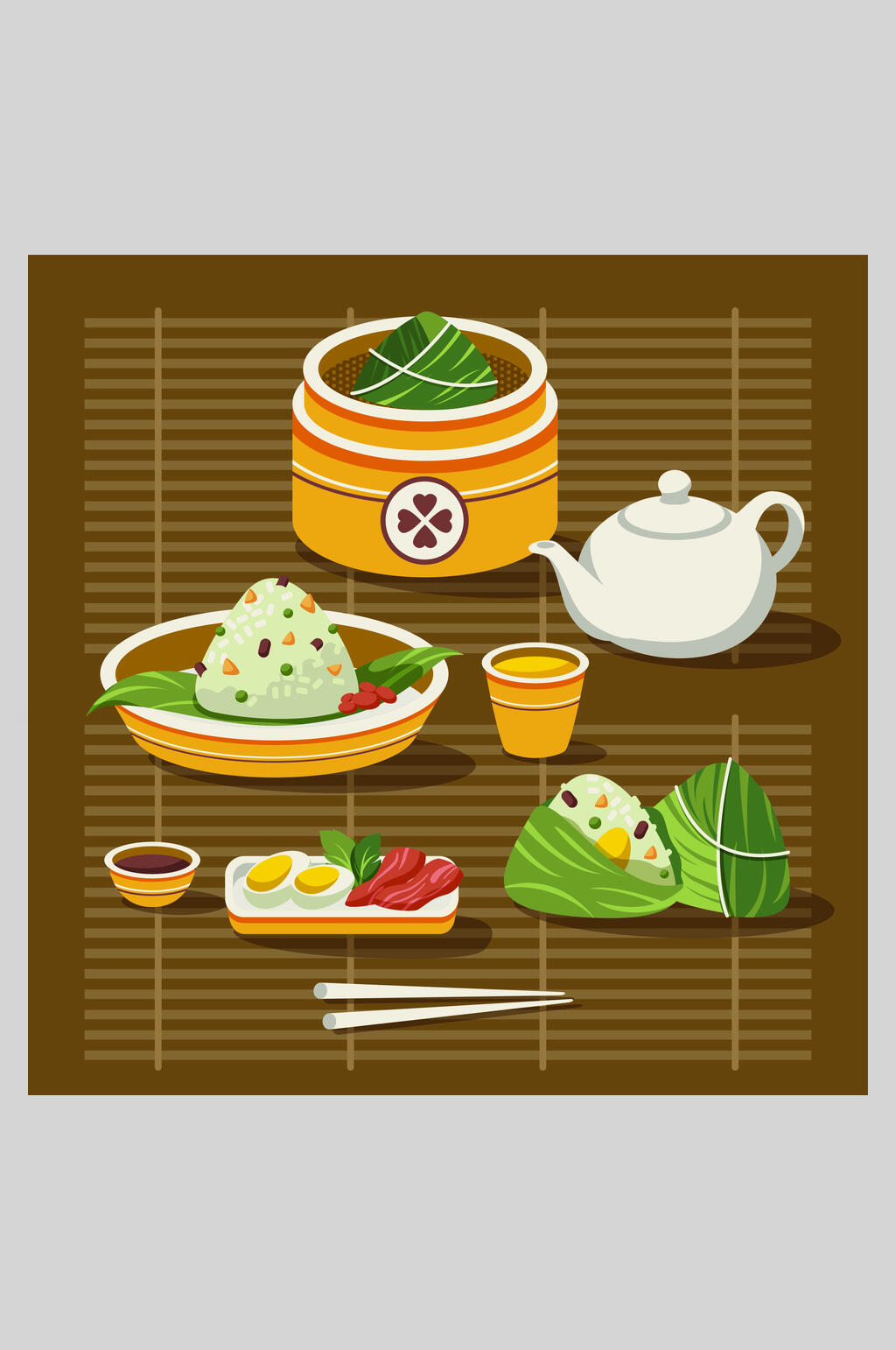 清新传统文化美食端午节插画素材素材