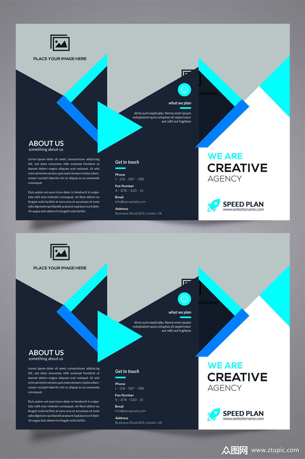 精美几何创意三折页设计模板