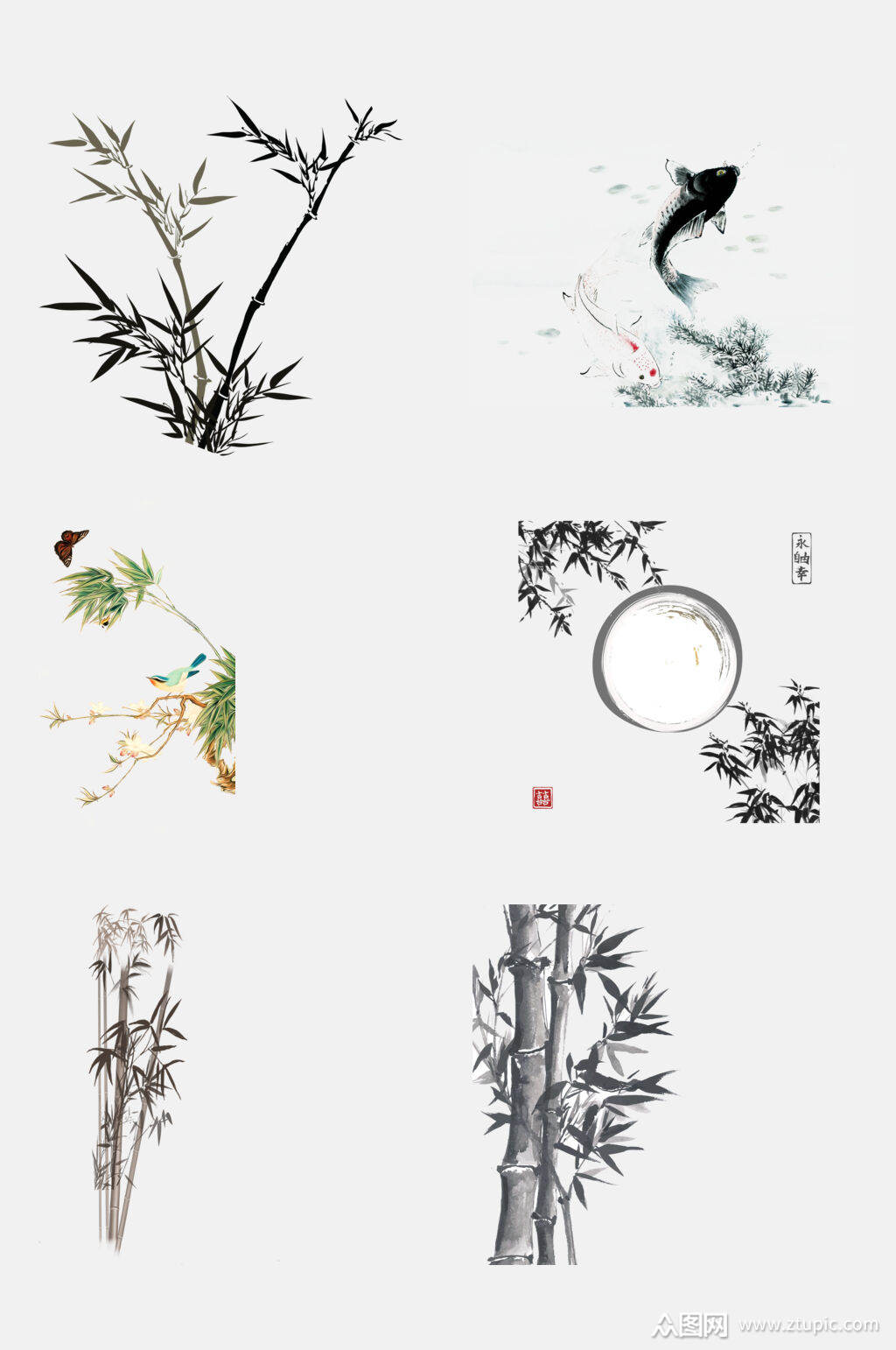 水墨中国风竹子免抠元素素材