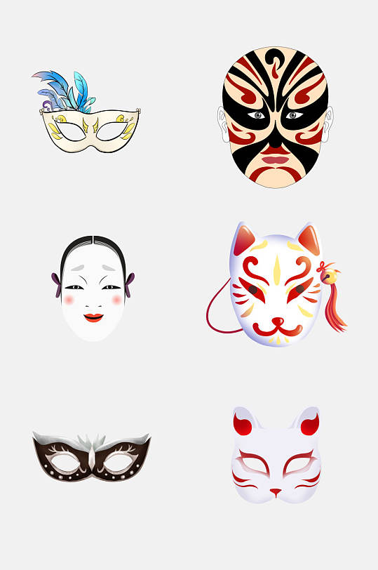漂亮好看面具免抠设计元素