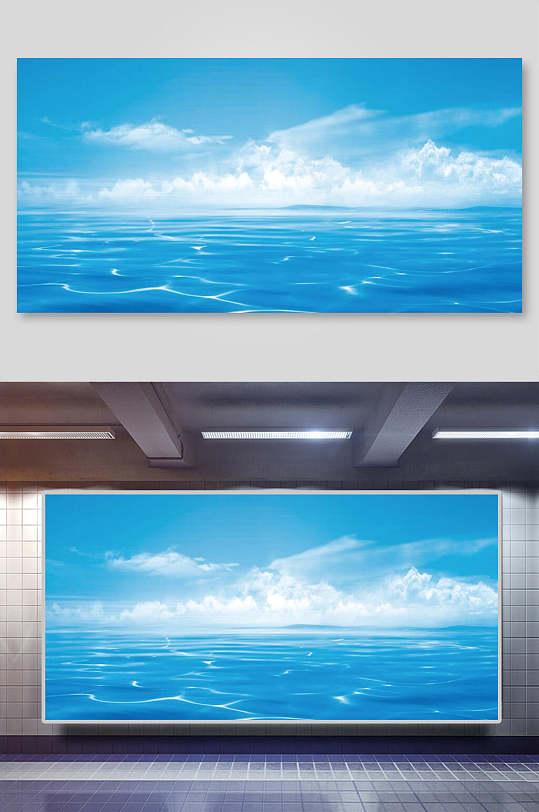 海洋蓝天蓝天草地背景展板-众图网