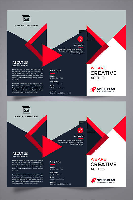 三角形元素创意三折页设计模板