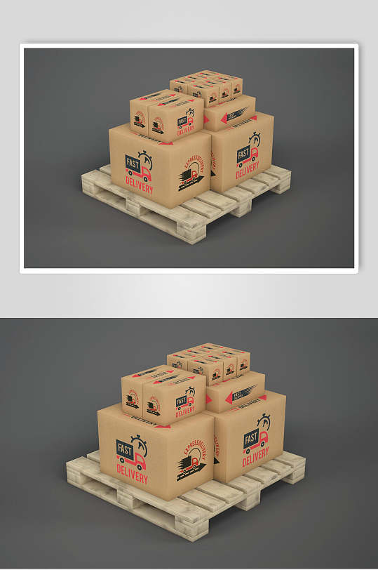 物流纸箱盒子包装样机效果图