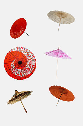 图形红黄古风雨伞油纸伞免抠元素