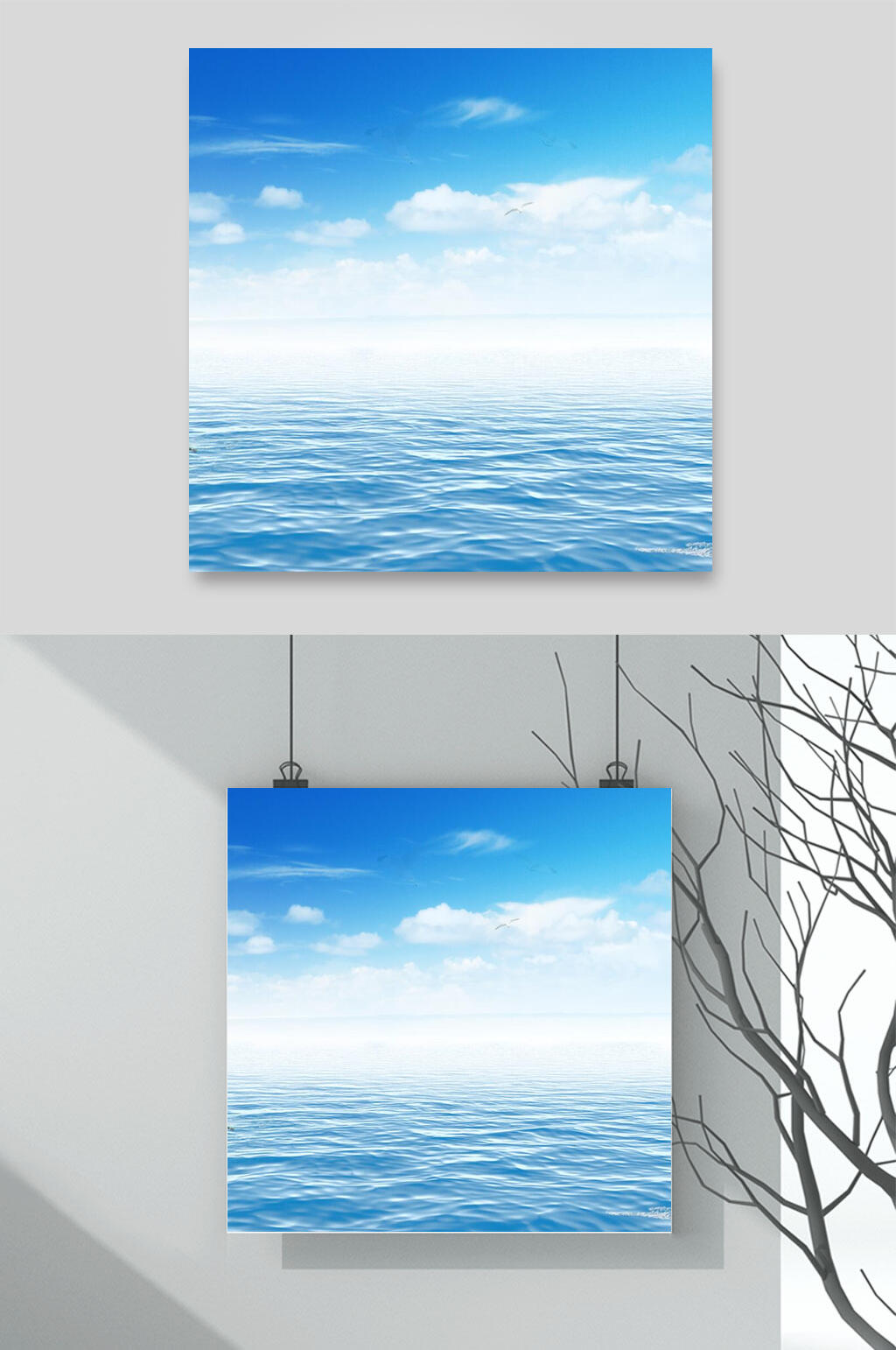 海洋蓝天蓝天草地背景素材