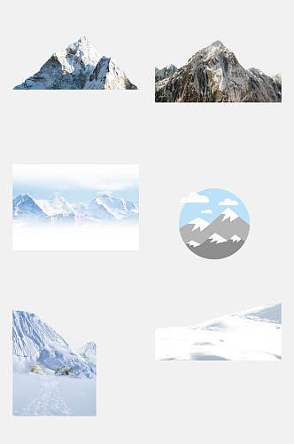 清新冰川雪山风景免抠设计元素