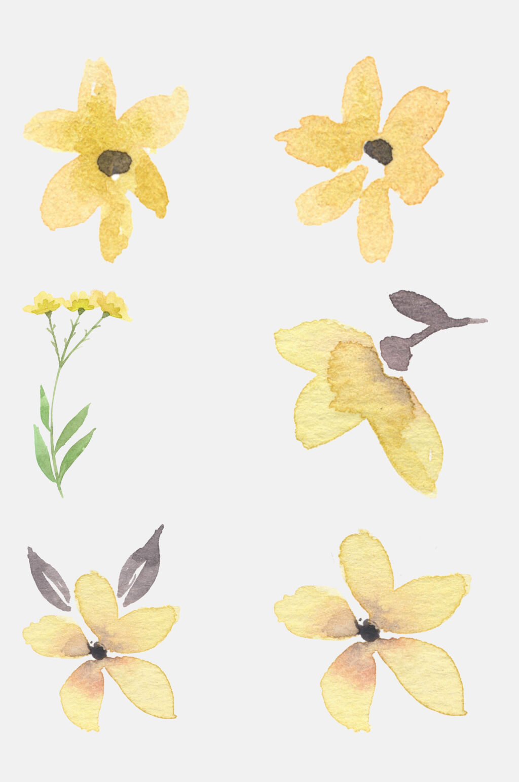 淡雅漂亮小黄花贴纸手绘水彩动物植物素材设计元素模板下载 编号 众图网